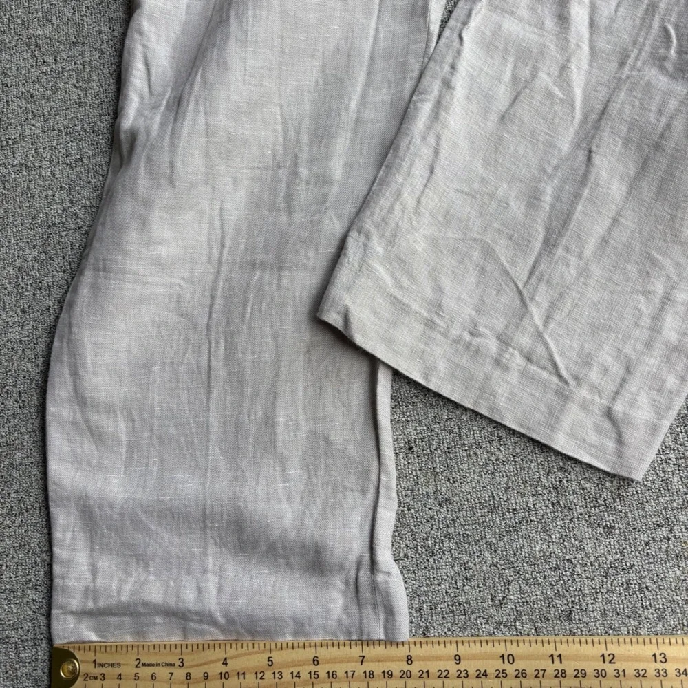 Perry Ellis Pants Mens 34x30 Linen Blend Beige Flat Front Straight Leg